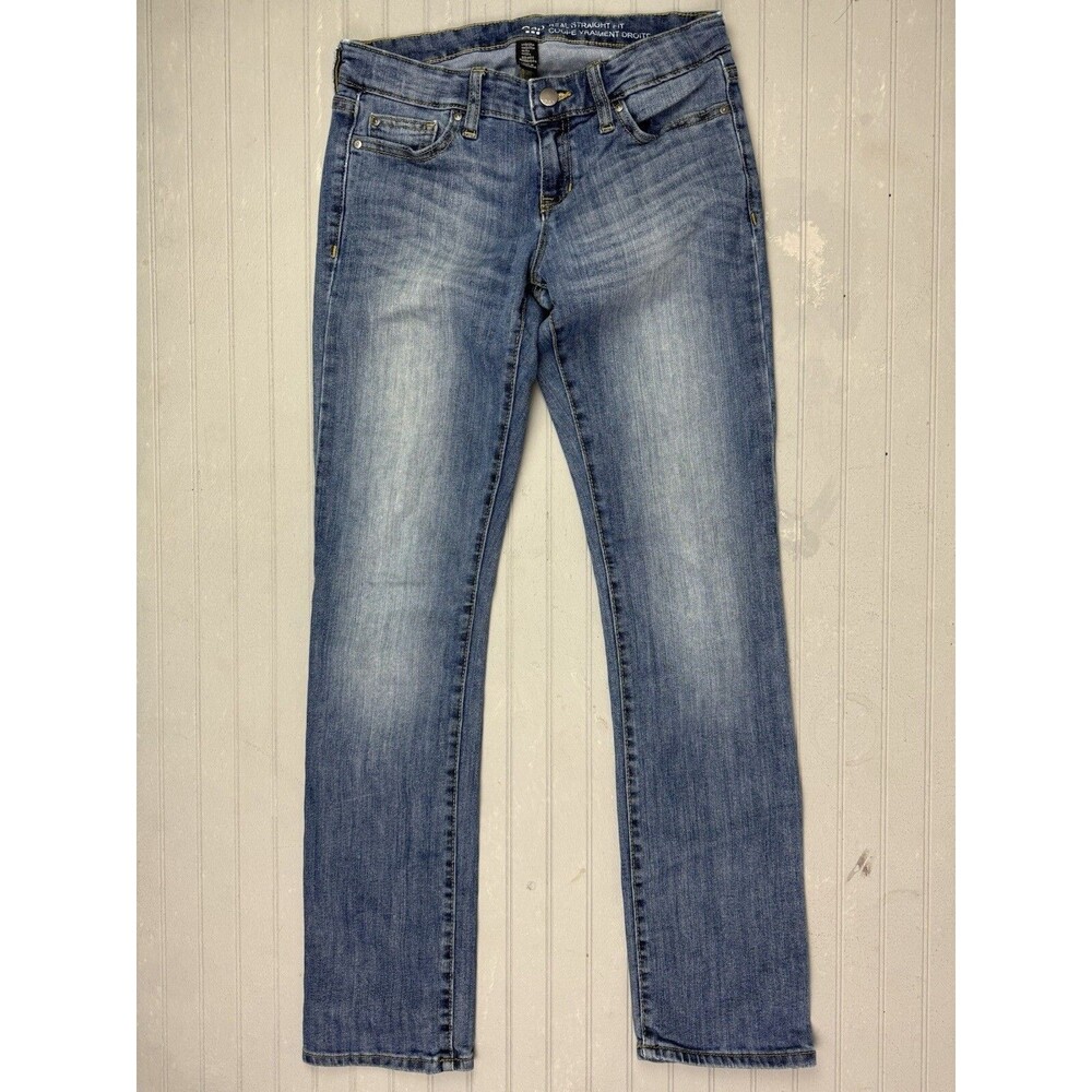 Gap size 0 25 Womens Jeans Real Straight Low rise Med Wash Stretch